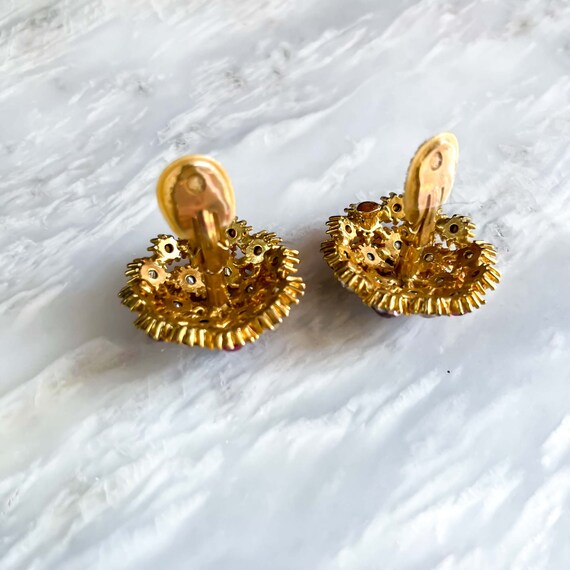 Vintage Rhinestone and Gold Clip On Earrings : Co… - image 3