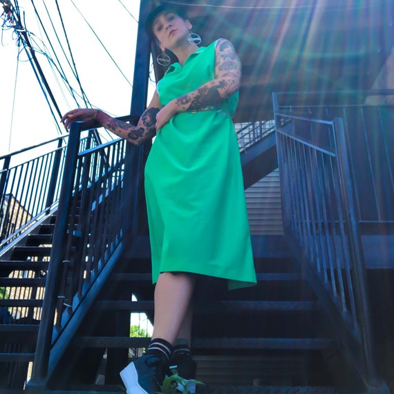 Large Vintage Kelly Green Tunic Dress : Swim Cover up Travel - Etsy