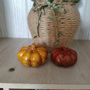 Thanksgiving Hostess Gift Handcarved Wooden Pumpkin Autumn Tabletop Decor Rustic Timber Figurine