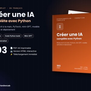 Een AI creëren met Python vanaf nul – 303 pagina's tellend e-book – Neuraal netwerk, PyTorch, mini-GPT, gespecialiseerd model