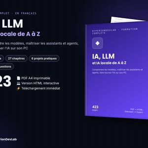 Cours complet intelligence artificielle, LLM et IA locale – Livre numérique 423 pages – Agents, Ollama, LM Studio, prompts