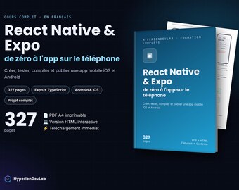 Corso su React Native ed Expo: dalla progettazione all'installazione – eBook di 327 pagine – Android e iPhone, Supabase, pubblicazione