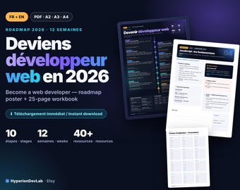 Web Developer Roadmap 2026 – A2/A3 Poster + 25-Page Workbook, 12-Week Study Plan, Habit Tracker, Learn to Code PDF