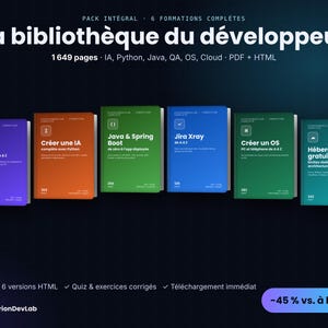 Bundle of 6 Complete IT Courses in French – 1,649 Pages – AI, Python, Java Spring Boot, Jira Xray, Operating Systems, Cloud