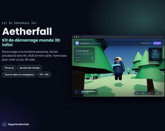 Kit di avvio per il gioco Aetherfall 3D – Mondo infinito in Three.js – Personaggio in terza persona, HUD, minimappa – Codice sorgente