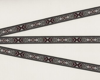 25mm Native American F-07-C Tribal Arrow Design JACQUARD RIBBON 1/" Per Yard