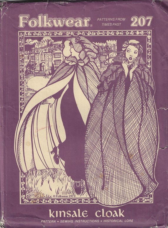 FOLKWEAR Vintage Patterns (Instructions/Pattern) #207 Kinsale Cloak New/Uncut Pattern All Sizes
