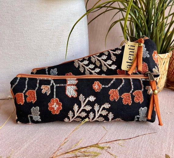 ATENTI Handmade Bags "TWINKLE" Embroidered Tapestry Tool Pouch, Needle Arts/Knitting, Travel, Cosmetics, USA Made