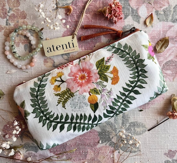 ATENTI Handmade Bags "FLORENCE" Floral, Organizers, Tall Tool Pouch Needle Arts/Knitting Bag, Accessory Needle Pouch, Cosmetic Bag, USA Made