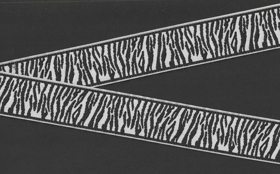 ANIMALS/Prints G-02-A Jacquard Ribbon Polyester Trim 1-1/4" Wide (32mm) Black & White Striped Zebra Design