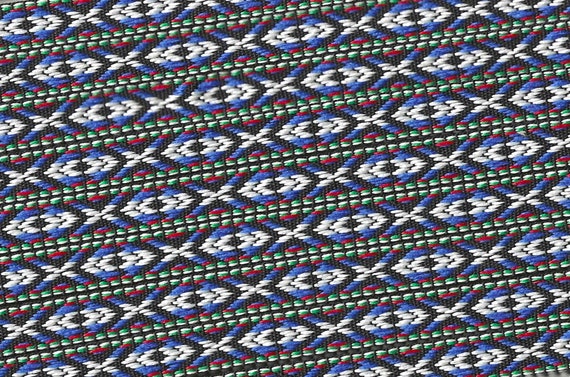 NATIVE AMERICAN A-07-D Jacquard Ribbon Polyester Trim 7/16" wide (12mm) Black w/Blue, White, Red & Green Diamond Design