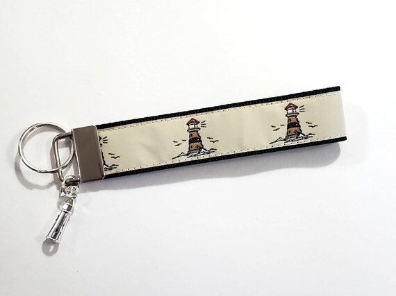 NOVELTY Jacquard Ribbon/Nylon Web 1" wide (25mm) Key Fobs, Lighthouse w/Charms, Keychain, Wristlet, Zipper Pulls, Luggage Tags 5.5" long