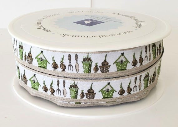 KERSTIN HESS Floral Jacquard Ribbon Trim 5/8" wide (16mm) From Germany "Garden Time"