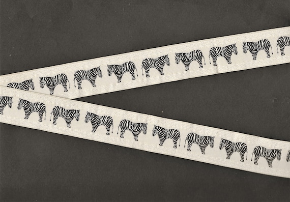 ANIMALS/Wildlife G-01-A Jacquard Ribbon Polyester Trim 1-1/4" wide  (32mm) Light Beige Background Border Design with Striped Zebras