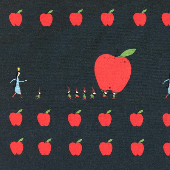 Fairy Tale Fabric SNOW WHITE & 7 DWARVES by Sybille Hein for C. Pauli, 58" Wide, 100% Organic Cotton Fine Poplin Fabric, Choose Size
