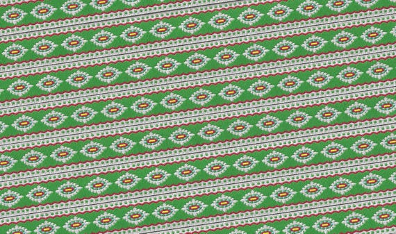HOLIDAY C-45-B Jacquard Ribbon Poly Trim 5/8" wide (16mm) Green Holiday Ribbon by Dena Design