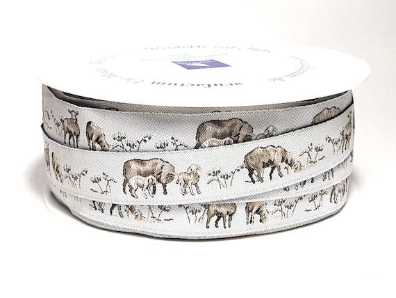 DANIELA DRESCHER Animals Jacquard Ribbon Woven Trim 5/8" wide (16mm) From Germany "Sheep Allover" Sweet Sheep w/Baby Lambs