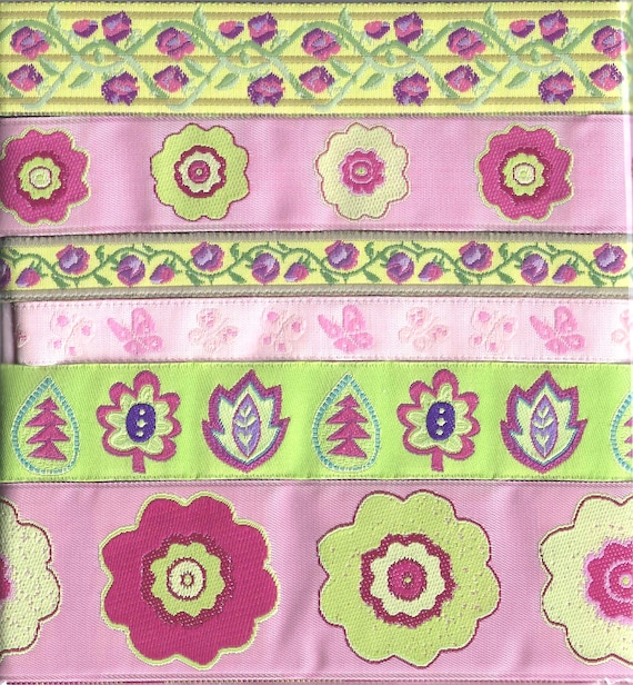RIBBON PAK-65a Jacquard Ribbon Poly Trim (6yds) 1yd each 6 Different Designs