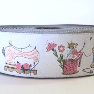 SILKE LEFFLER Jacquard Ribbon Poly Trim 1-5/16" wide (30mm) Germany "Thread Game"