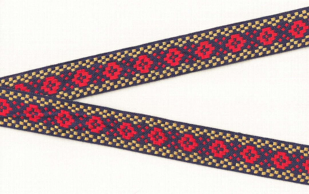 NATIVE AMERICAN F-36-A Jacquard Ribbon Cotton Trim 1-1/16