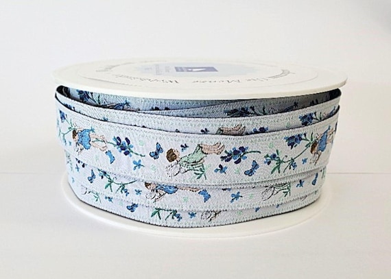 DANIELA DRESCHER Children Jacquard Ribbon Trim 5/8" wide (16mm) Germany, Blue Elves