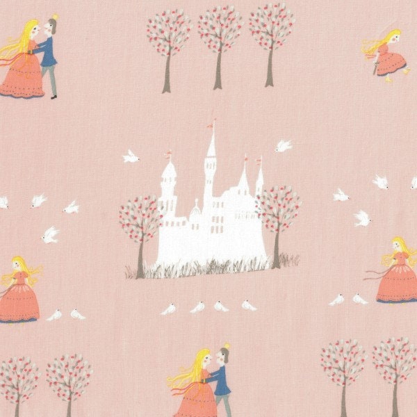 Fairy Tale Fabric CINDERELLA by Sybille Hein for C. PAULI From Germany, 58" Wide, 100% Organic Cotton Fine Poplin Fabric, Choose Size