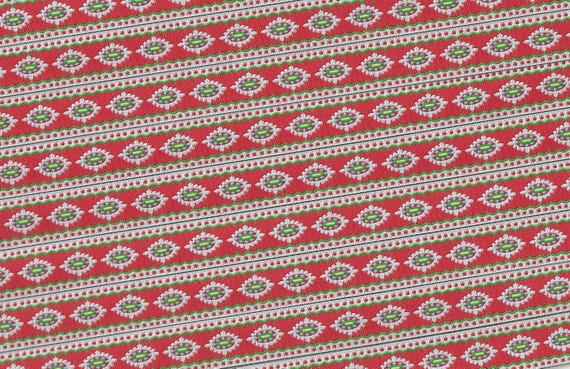 HOLIDAY C-45-A Jacquard Ribbon Poly Trim 5/8" wide (16mm) Red Holiday Ribbon by Dena Design
