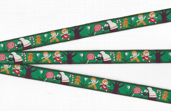 CHILDREN's Fairy Tales C-08-A Jacquard Ribbon Poly Trim, 5/8" Wide (16mm) Farbenmix design, Hansel/Gretel, The Witch & House