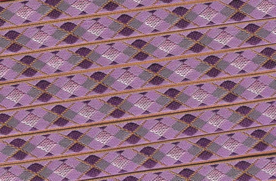 GEOMETRIC B-25-A Jacquard Ribbon Poly Trim 1/2" wide (13mm) VINTAGE From France, Pink, Lilac, Purple, Gray Argyle