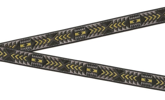 NATIVE AMERICAN D-46-A Jacquard Ribbon Poly Trim 3/4" wide (20mm) Brown/Mocha/Hunter/Taupe Tribal Aztec