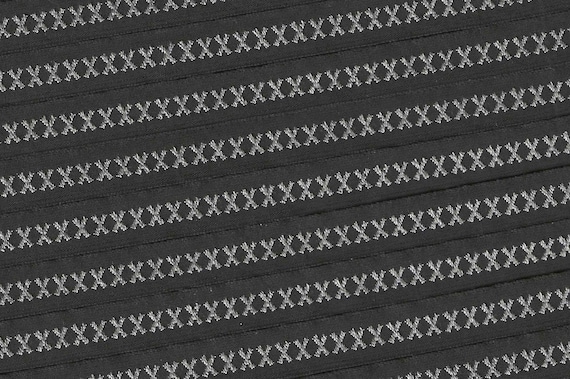 KAFKA A-12/02 Jacquard Ribbon Organic Cotton Woven Trim 7/16" wide (10mm) Black w/Petite Gray "X" Pattern Geometric Southwest Cross Design