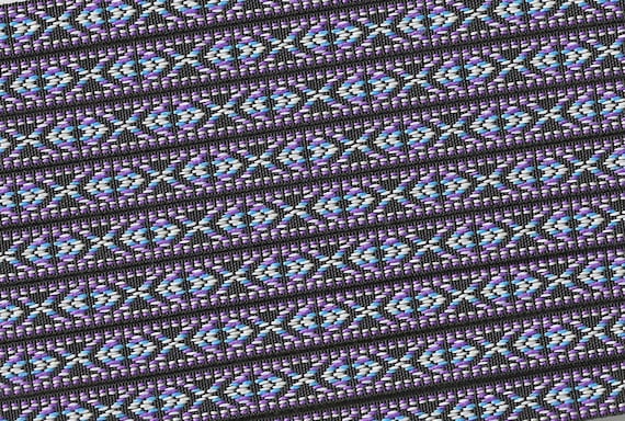 NATIVE AMERICAN A-07-A Jacquard Ribbon Polyester Trim 7/16" wide (12mm) Black w/Blue, Purple, White & Yellow Diamond Design