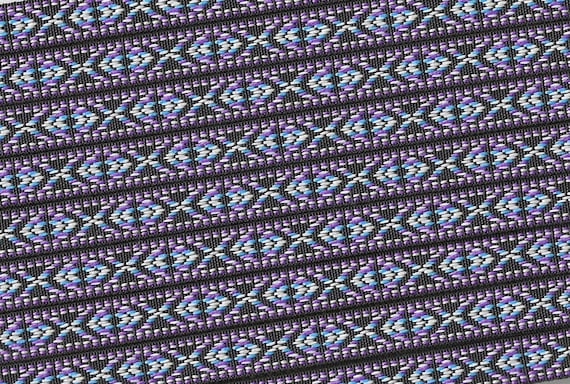 NATIVE AMERICAN A-07-A Jacquard Ribbon Polyester Trim 7/16" wide (12mm) Black w/Blue, Purple, White & Yellow Diamond Design