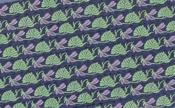 KAFKA C-01/06 Jacquard Ribbon Organic Cotton Trim 5/8" wide (16mm) Navy w/Purple "Violets"
