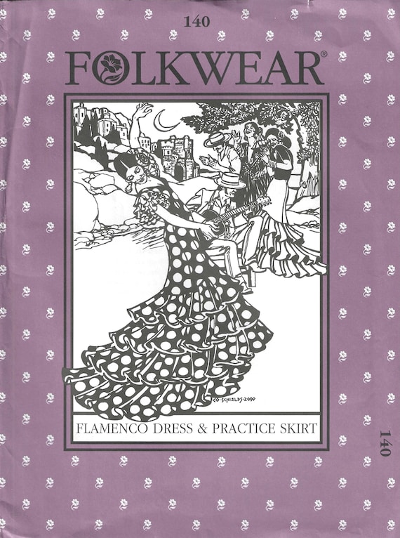 FOLKWEAR Vintage (Instructions/Pattern) #140 Flamenco Dress & Practice Skirt XS-XL Sizes New/Uncut