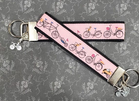 Jacquard Ribbon/Nylon Web 1" wide (25mm) Key Fobs, Bicycles w/Charms, Keychain, Wristlet, Luggage Tags 5.5" long, Zipper Pulls