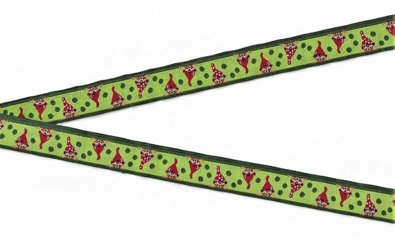 HOLIDAY C-26-A Jacquard Ribbon Poly Trim 5/8" wide (16mm) "Little Dwarves" Luiza Pimpinella for FARBENMIX Holiday Gnomes