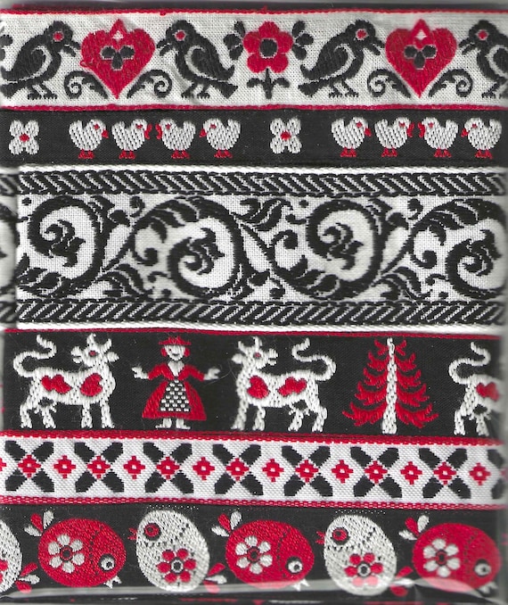 RIBBON PAK-122 Jacquard Cotton Ribbon (6yds) 1yd each of 6 Vintage Trims