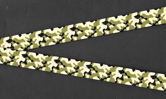 GEOMETRIC D-33-B Jacquard Ribbon Poly Trim 3/4" wide (20mm) Camo in Black, Olive & Beige