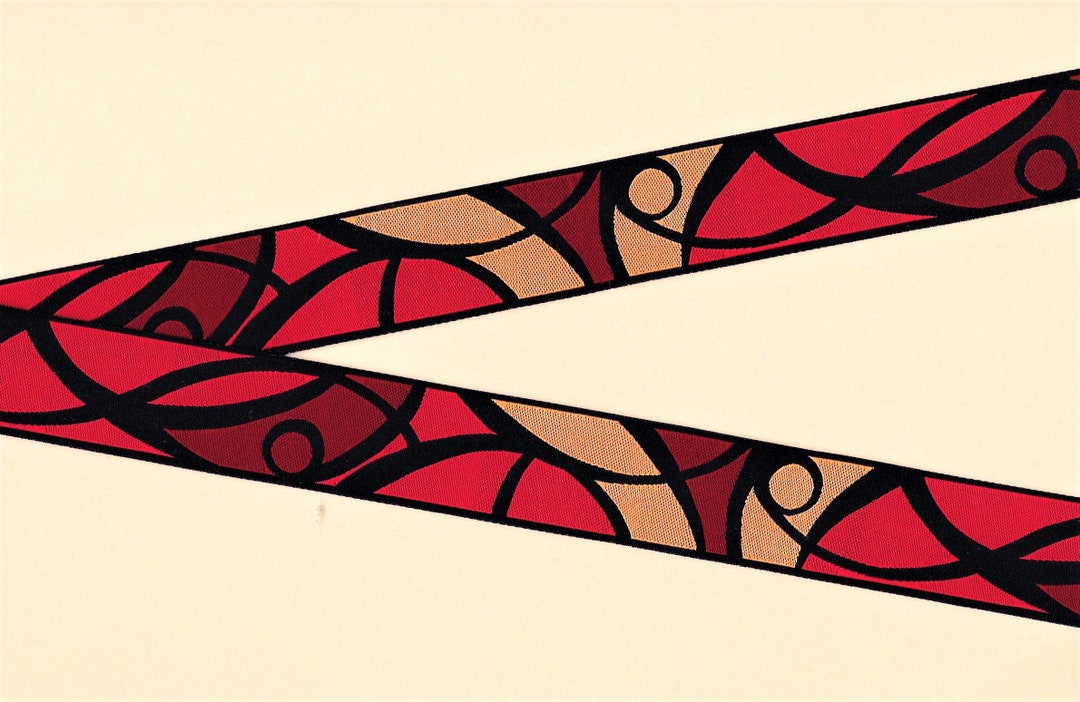 GEOMETRIC F-09-C Jacquard Ribbon Poly Trim 1