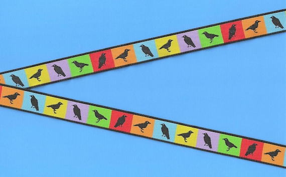RDS C-21-A Jacquard Ribbon Poly Trim, 5/8" Wide (16mm) "Summer Ravens" Multi-Color Block Pattern, Length Options Available