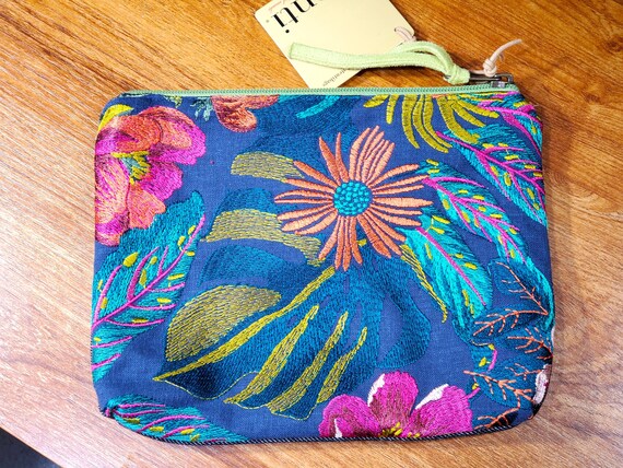 ATENTI "FLORA" Embroidered Floral Tapestry Needle Arts/Knitting Accessory Pouch, Handmade USA