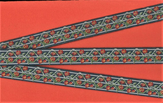 Pink /& Green Paisley Jacquard Trim x 1yd 1.5/" 38mm