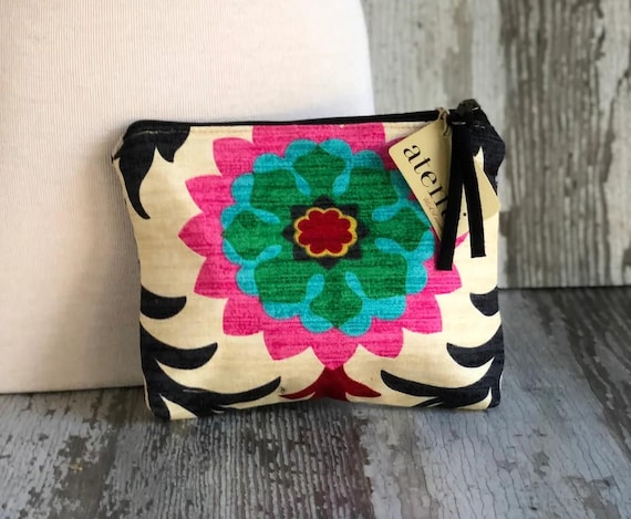 ATENTI Handmade Bags "Santa Maria" Large Floral Accessory Pouch, Knitting, Travel, Cosmetic Bag, Make Up Bag, Accessories, USA Made