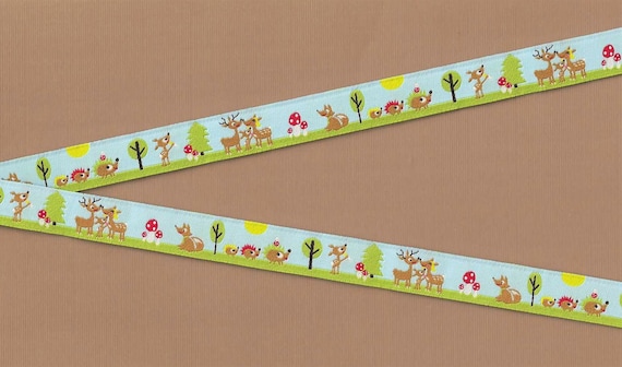 CHILDREN's/Animals C-15-M Jacquard Ribbon Poly Trim 5/8" wide (16mm) FARBENMIX from Germany Deer Family
