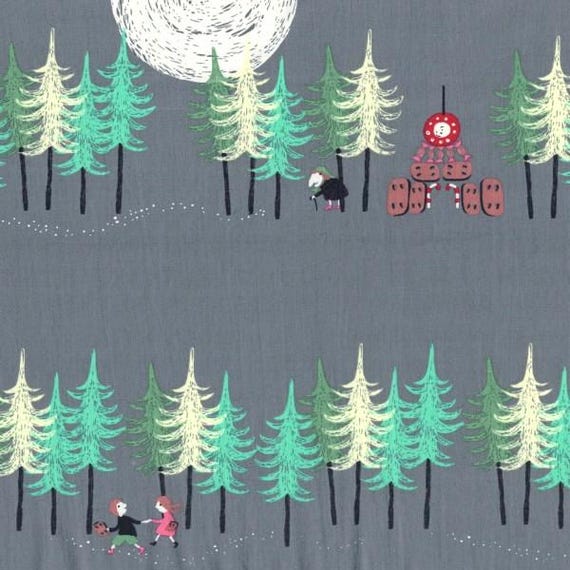 Fairy Tale Fabric HANSEL & GRETEL by Sybille Hein for C. Pauli, 58" Wide, 100% Organic Cotton Fine Poplin Fabric, Choose Size