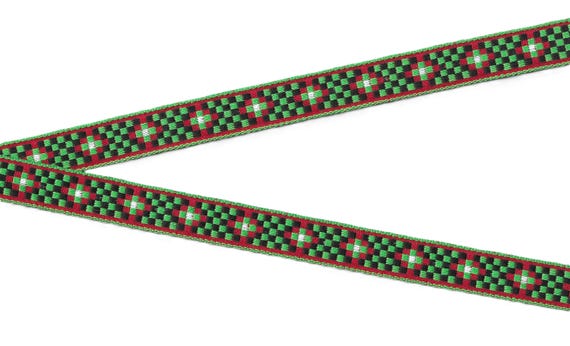 HOLIDAY C-30-C Jacquard Ribbon Cotton Trim 5/8" wide (16mm) Red, Green & Black Checks