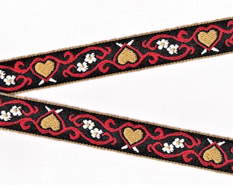 Vintage French Jacquard Ribbon Trim In Vibrant Green, Red & Beige - Foto 6