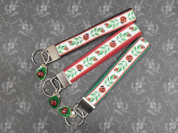 Jacquard Ribbon/Nylon Web 3/4" wide (20mm) Key Fobs, Blue Dragonflies w/Charms, Keychain, Wristlet, Zipper Pulls, Luggage Tags 5.5" long