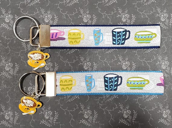 Jacquard Ribbon/Nylon Web 1" wide (25mm) Key Fobs, Coffee Cups & Mugs, Charms, Keychain, Wristlet, Luggage Tags 5.5" long, Zipper Pulls